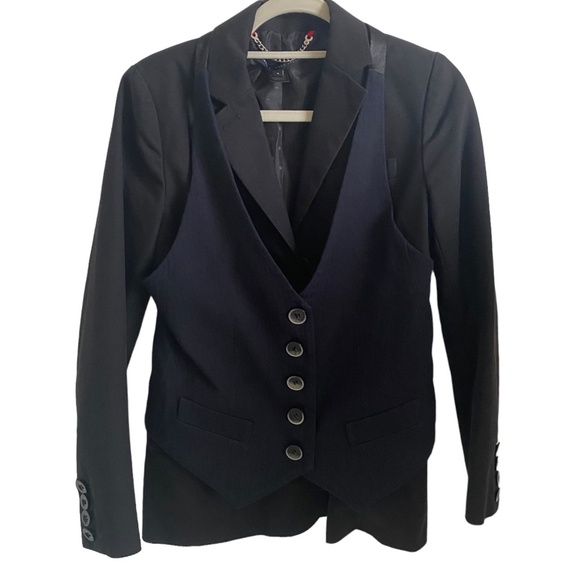 Marc Marc Jacobs androgynous blazer vest combo pinstripe black blue S small - Picture 2 of 16